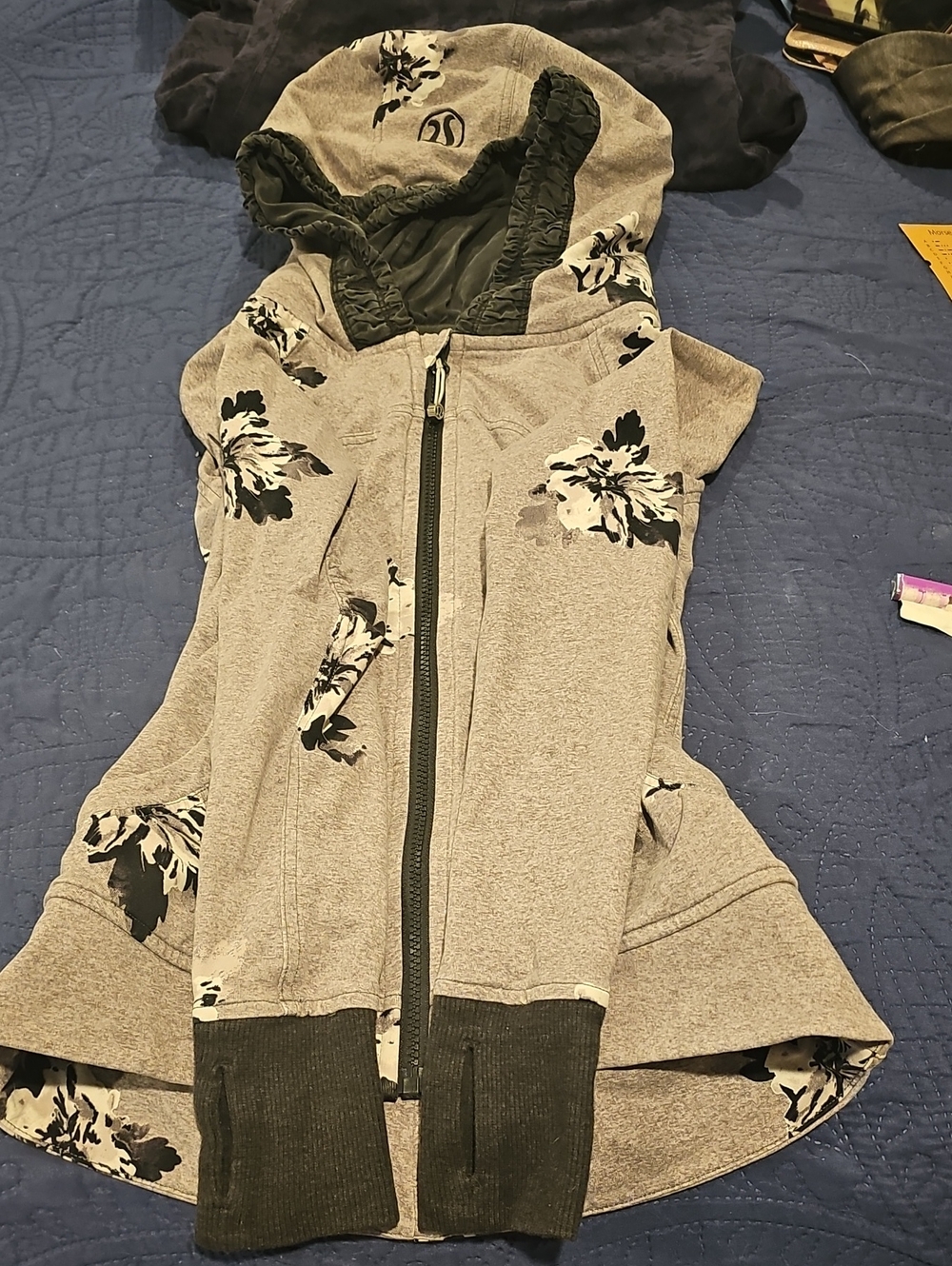 lululemon athletica Gray Floral Zip Hoodie Jacket